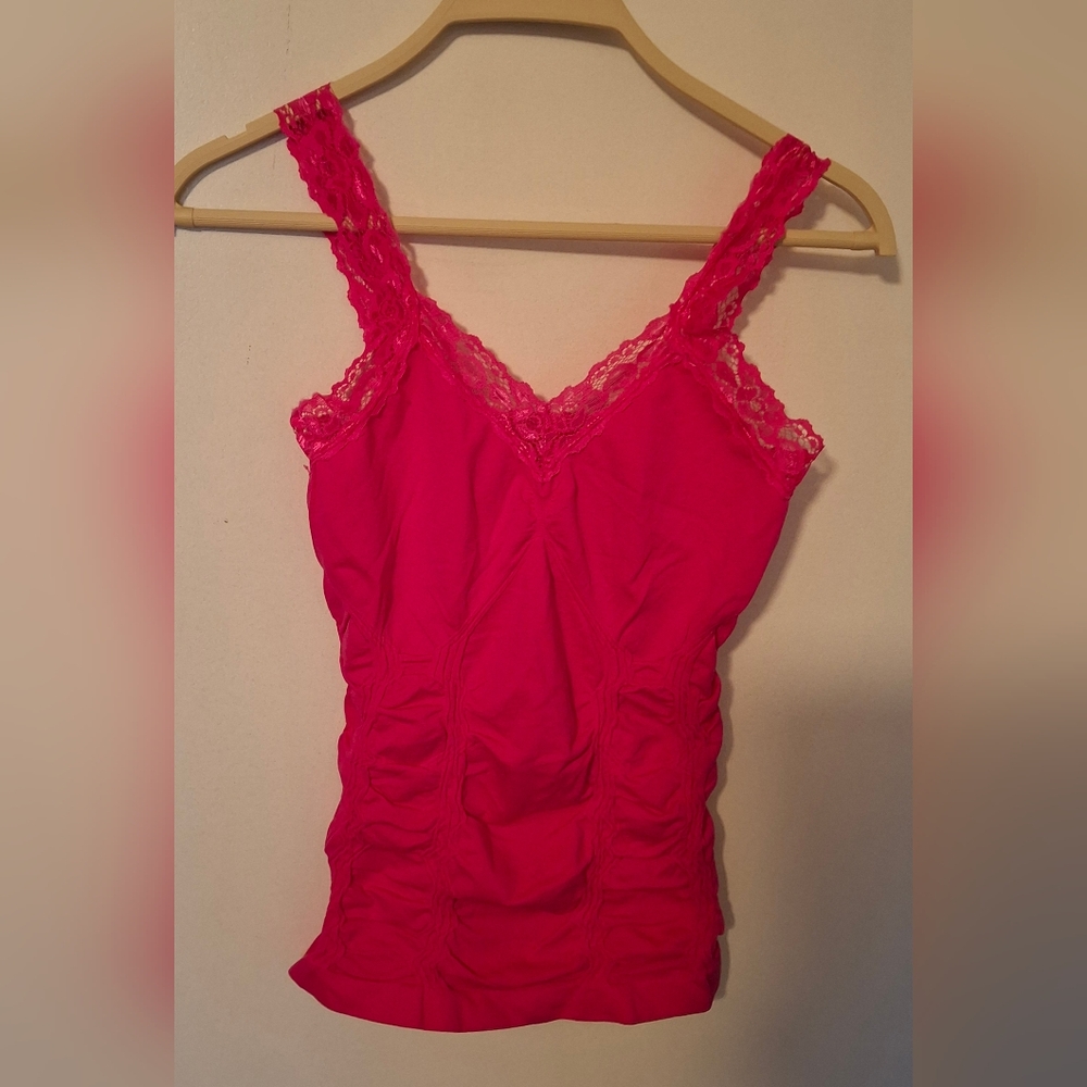 Vibrant Pink Lace Trim Camisole